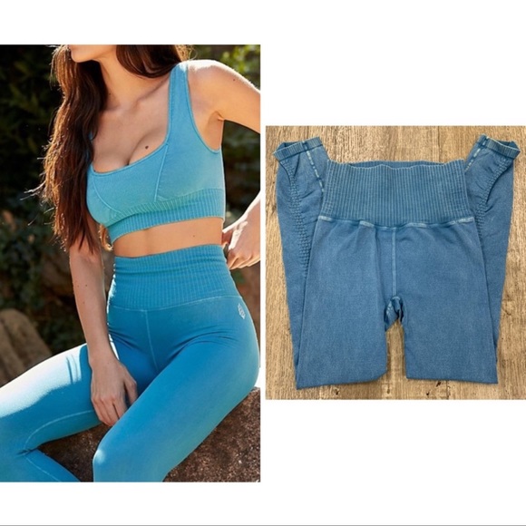 Free People Pants - Free People Good Karma leggings Rainforest Blue M/L